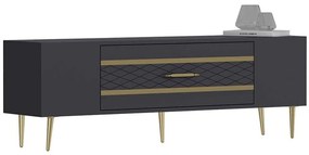 Έπιπλο Τηλεόρασης Dekolp 475OLV2995 150x35x48,2cm Anthracite-Gold