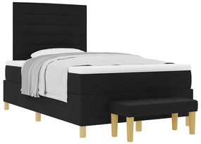 vidaXL Κρεβάτι με Ελατήριο και Στρώμα & Πάγκο Μαύρο 120 x 200 cm Ύφασμα