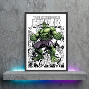 Πόστερ &amp;  Κάδρο Comic Comic Hulk CM011 22x31cm Μαύρο Ξύλινο Κάδρο (με πόστερ)