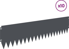 vidaXL Περίγραμμα γκαζόν 10 τμχ. 103 x 25 εκ Steel Ανθρακί