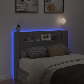 vidaXL Κεφαλάρι Ντουλάπι με LED Γκρι Σονομά 140 x 16,5 x 103,5 cm