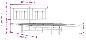 Πλαίσιο Κρεβατιού με Κεφαλάρι Μαύρο 183 x 213 εκ. Μεταλλικό - Μαύρο