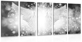 Ασπρόμαυρα φτερά με 5 μέρη εικόνα με αφηρημένα στοιχεία - 100x50