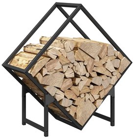 Ράφι για καυσόξυλα Μαύρο 60x25x60 cm Ατσάλι ψυχρής έλασης - Μαύρο