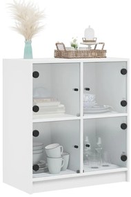vidaXL Βοηθητικό Ντουλάπι Λευκό 68x37x75,5 εκ. με Γυάλινες Πόρτες