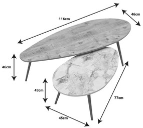 Τραπέζι σαλονιού Monty pakoworld oak-μπεζ μαρμάρου μελαμίνης 116x46x46εκ