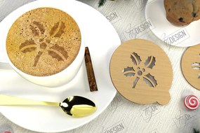 Intra απο ξύλο plywood 3mm-4mm πάχος Στένσιλ χριστουγεννιάτικου καφέ | Λάτρης του καφέ Δίασταση 15x15 cm INTRAFABR-107633579