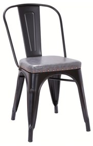 Καρέκλα Στοιβαζόμενη RELIX Μέταλλο/PU Γκρι Σκούρο 45x51x82cm