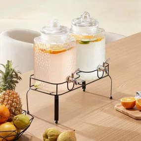 VEVOR Drink Dispenser 5.5L Beverage Dispenser for Parties Glass with Stand 2PCS