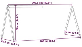 Οροφή Κρεβατιού Παιδική Καφέ 209x85,5x88 εκ. Μασίφ Ξύλο Πεύκου - Καφέ