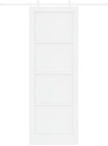 vidaXL Συρόμενη Πόρτα με Συρόμενο Σετ Λευκή 83x232 εκ. Στερεό Ξύλο Πεύκου