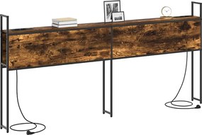 vidaXL Κεφαλάρι Αποθήκης με Σταθμό Φόρτισης Καπνιστή δρυς