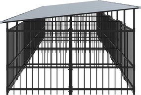 vidaXL Υπαίθριο Κλουβί Σκύλων με Οροφή από Χάλυβα 15,02 μ²