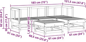 vidaXL Σετ Ξαπλώστρας Κήπου 5 pcs Κερωμένο Καφέ Στερεό πεύκο