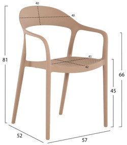 Καρέκλα - Πολυθρόνα CLEO C5935.03 Καπουτσίνο Πολυπροπυλενίου 57x53x81Υ εκ. 57x53x81 εκ.