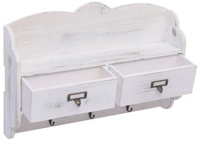 vidaXL Κρεμάστρα Τοίχου Λευκή 50 x 10 x 34 εκ. Ξύλινη