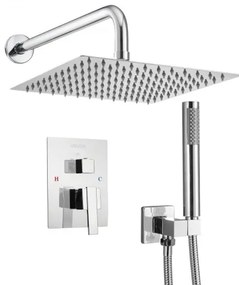 VEVOR Shower Faucet Set 10&quot; Square Rain Shower Head and Hand Set Silver Chrome