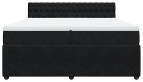 vidaXL Κρεβάτι Boxspring με Στρώμα Μαύρο 200x200 εκ. Βελούδινο