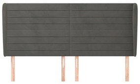 Κεφαλάρι με Πτερύγια Σκούρο Γκρι 203x23x118/128 εκ. Βελούδινο 3118163