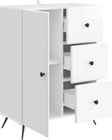 vidaXL Πλαϊνό γραφείο Γυαλιστερό Λευκό 66 x 34,5 x 90 εκ