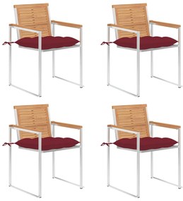 vidaXL Καρέκλες Κήπου 4 τεμ. από Μασίφ Ξύλο Teak με Μαξιλάρια