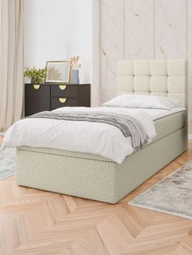 Επενδυμένο Κρεβάτι Luanda Single-Μπεζ-90x200
