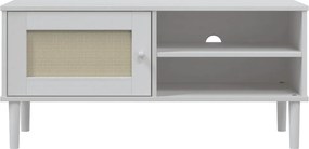 vidaXL Έπιπλο Τηλεόρασης SENJA Λευκό / Ρατάν 106x40x49 εκ. Μασίφ Πεύκο