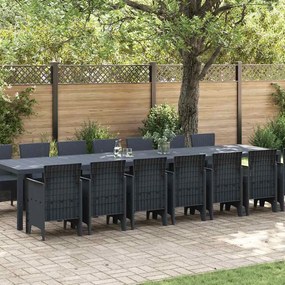 vidaXL Σέτ φαγητού για κήπο 15 pcs Ανθρακί Rattan Polt