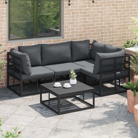 vidaXL Σετ Καναπέ Κήπου 4 pcs Μαύρο 213 x 143 x 71 εκ. Αλουμίνιο