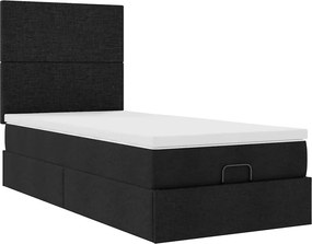 vidaXL Οθωμανικό κρεβάτι με στρώμα Μαύρο 100x200cm Ύφασμα