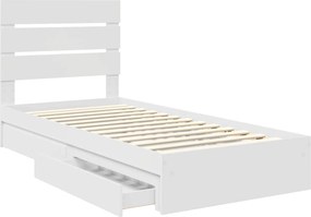 vidaXL Κρεβάτι Αποθήκης Λευκό 70 x 190 cm Επεξεργασμένο ξύλο
