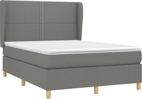 vidaXL Κρεβάτι Boxspring με Στρώμα Σκούρο Γκρι 140x200 εκ Υφασμάτινο