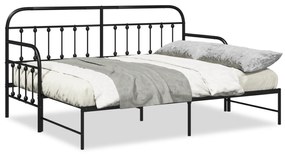 vidaXL Σκελετός Κρεβατιού με Στρώμα, Μαύρος, 75x190 εκ., από Ατσάλι