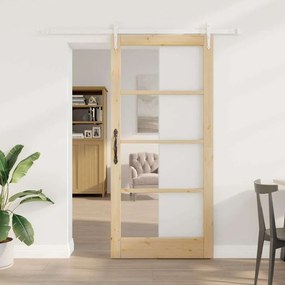 vidaXL Ολισθητή Πόρτα Καφέ 93 x 202 cm Ξύλο και μέταλλο
