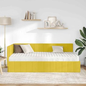 vidaXL Κρεβάτι Γωνίας με στρώμα Κίτρινο 90 x 200 cm Βελούδο