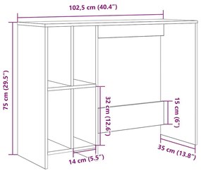 Γραφείο Παλαιό Ξύλο 102,5x35x75 cm Επεξεργασμένο ξύλο - Καφέ