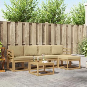 vidaXL Σειρά Καναπέ Εξωτερικού με μαξιλάρι 6 pcs Λευκό και Μπεζ