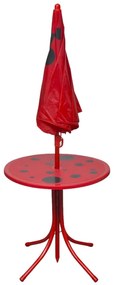 vidaXL Σετ Επίπλων Bistro Κήπου Παιδικό 3 τεμ. Κόκκινο με Ομπρέλα