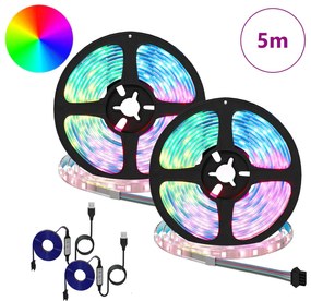 vidaXL Λωρίδα LED 2 pcs Μαύρο και Διαφανές 2500 χιλ