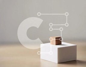 Intra Συλλεκτικό Ξύλινο Παζλ Plywood 4mm - Λευκός κύβος με ξύλινο μπλοκ σε ξύλινη επιφάνεια Σε Ξύλινο Κουτί - Διαστάσεις: 10x10 cm – 25 κομμάτια