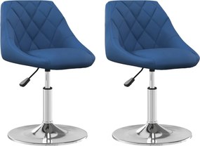 vidaXL Καρέκλες Τραπεζαρίας Περιστρεφόμενες 2 τεμ. Μπλε Βελούδινες