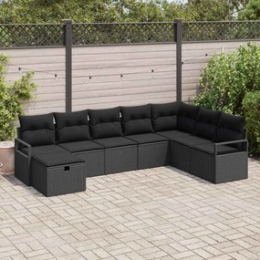 vidaXL Σετ Καναπέ Κήπου 8 pcs Μαύρο 287 x 177 x 85 εκ. Πολυ ράταν
