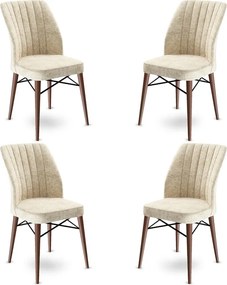 Καρέκλα 4τμχ Κρέμ / Καφέ FLEX 45x42x93