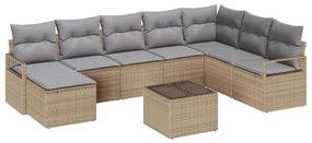 vidaXL Σετ Καναπέ Κήπου με μαξιλάρι 9 pcs Μπεζ, Ανοιχτό Γκρι