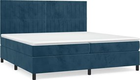 vidaXL Κρεβάτι Boxspring με Στρώμα Σκούρο Μπλε 200x200 εκ. Βελούδινο