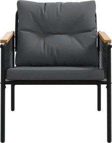 vidaXL Καρέκλες Κήπου 2 τεμ. Μαύρες με Μαξιλάρια