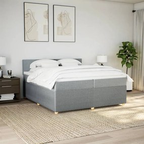 ΚΡΕΒΑΤΙ BOXSPRING ΜΕ ΣΤΡΩΜΑ ΑΝΟΙΧΤΟ ΓΚΡΙ 200X200 ΕΚ. ΥΦΑΣΜΑΤΙΝΟ 3289856