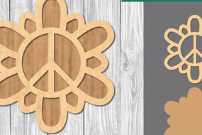 Σετ των 2 Intra απο ξύλο plywood  Χρώμα wenge 3mm-4mm πάχος - Flower Peace Διακόσμηση Δίασταση 20x20 cm INTRAFABR-98144172