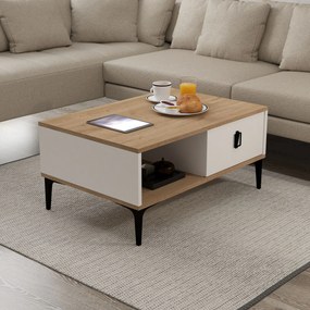 Τραπεζάκι Σαλονιού Sapphire Δρυς / Λευκό PAFAE 90x60x18