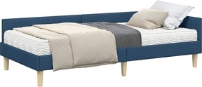 vidaXL Κρεβάτι γωνίας με στρώμα με στρώμα 2 pcs Μπλε ύφασμα
